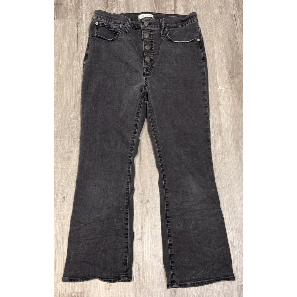 Madewell‎ Cali Demi-Boot Jeans Faded Black Button Fly High Rise Size 30